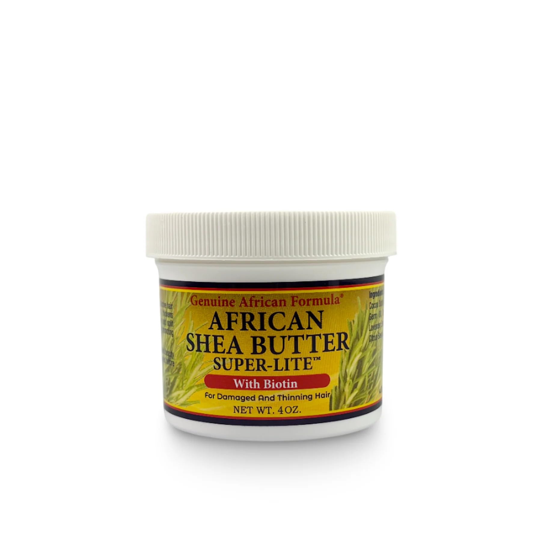 Genuine African Formula Shea Butter Super-Lite jar provides lightweight hydration for dry hair