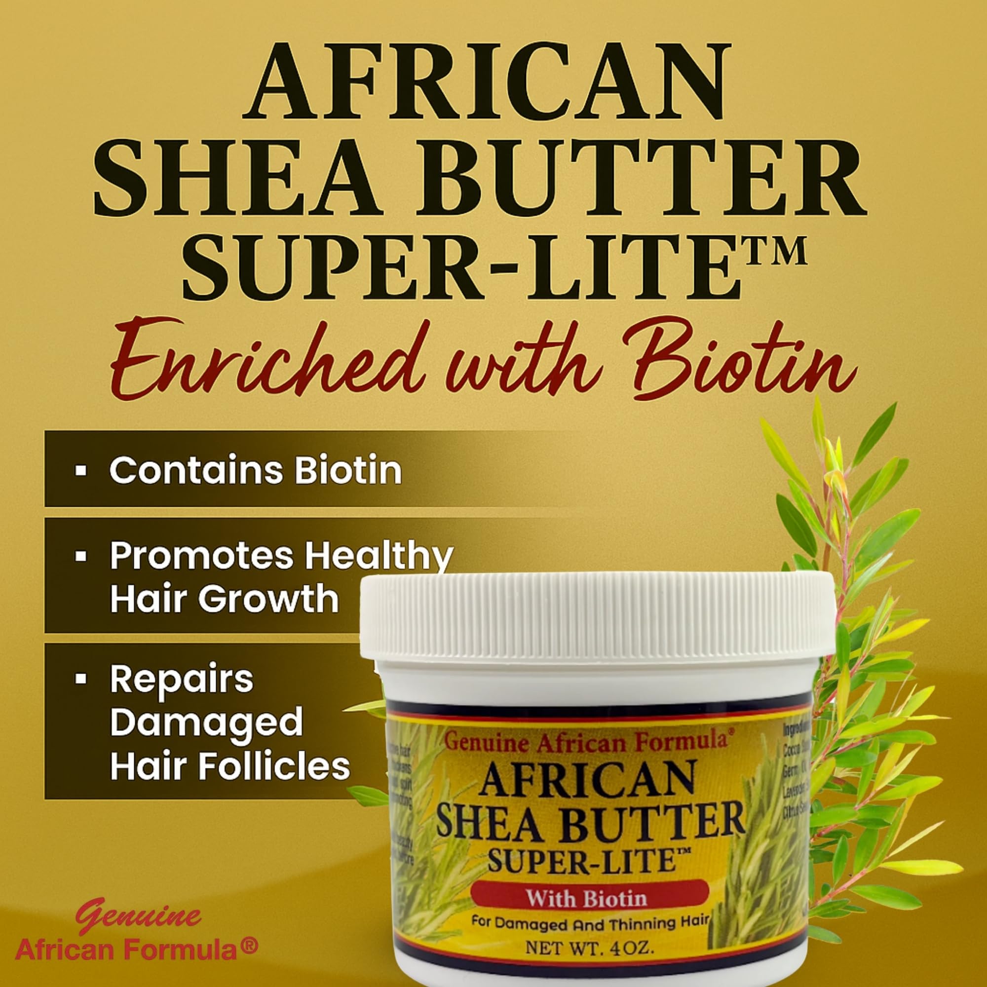 Genuine African Formula Shea Butter Super-Lite texture glide aids smooth styling