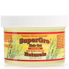 Genuine African Formula SuperGro hair gel bottle for long-lasting braid hold