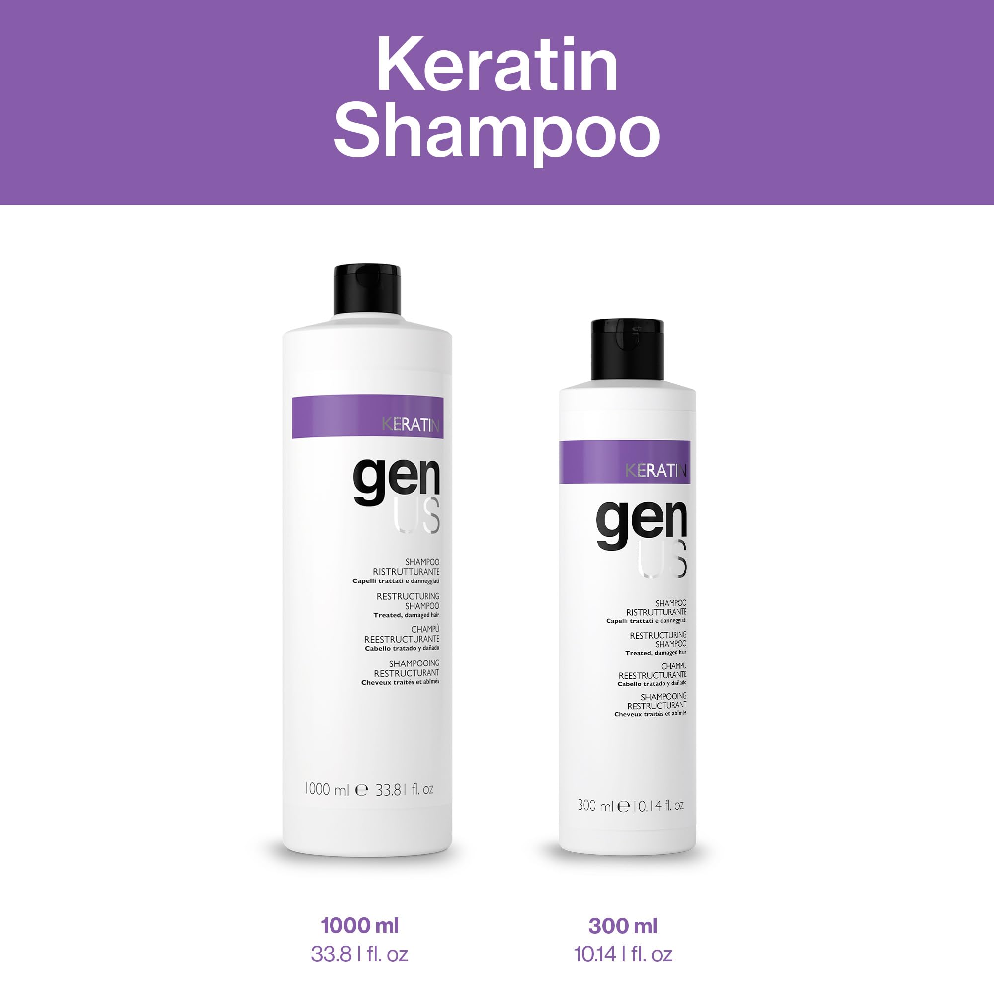 Genus Keratin Restructuring Shampoo frizz-control action for sleek styling