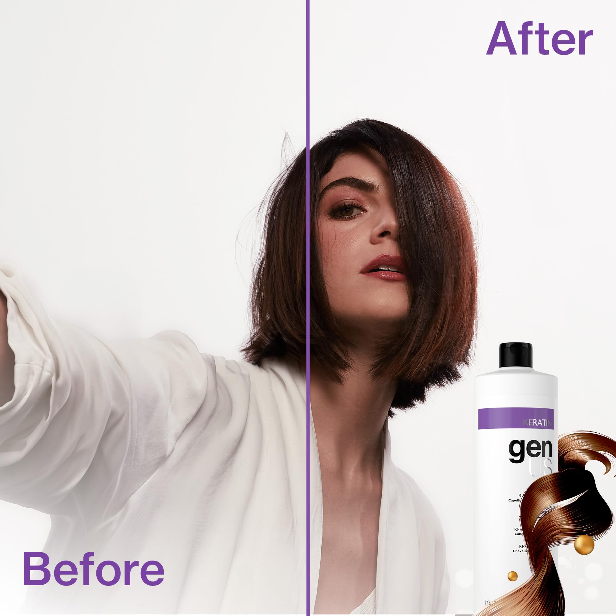 Genus Keratin Shampoo featuring silk proteins for improved softness and resilience