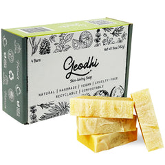 Geodhi Avocado-Rosemary Soap Bar closeup highlighting natural ingredients and gentle cleansing.
