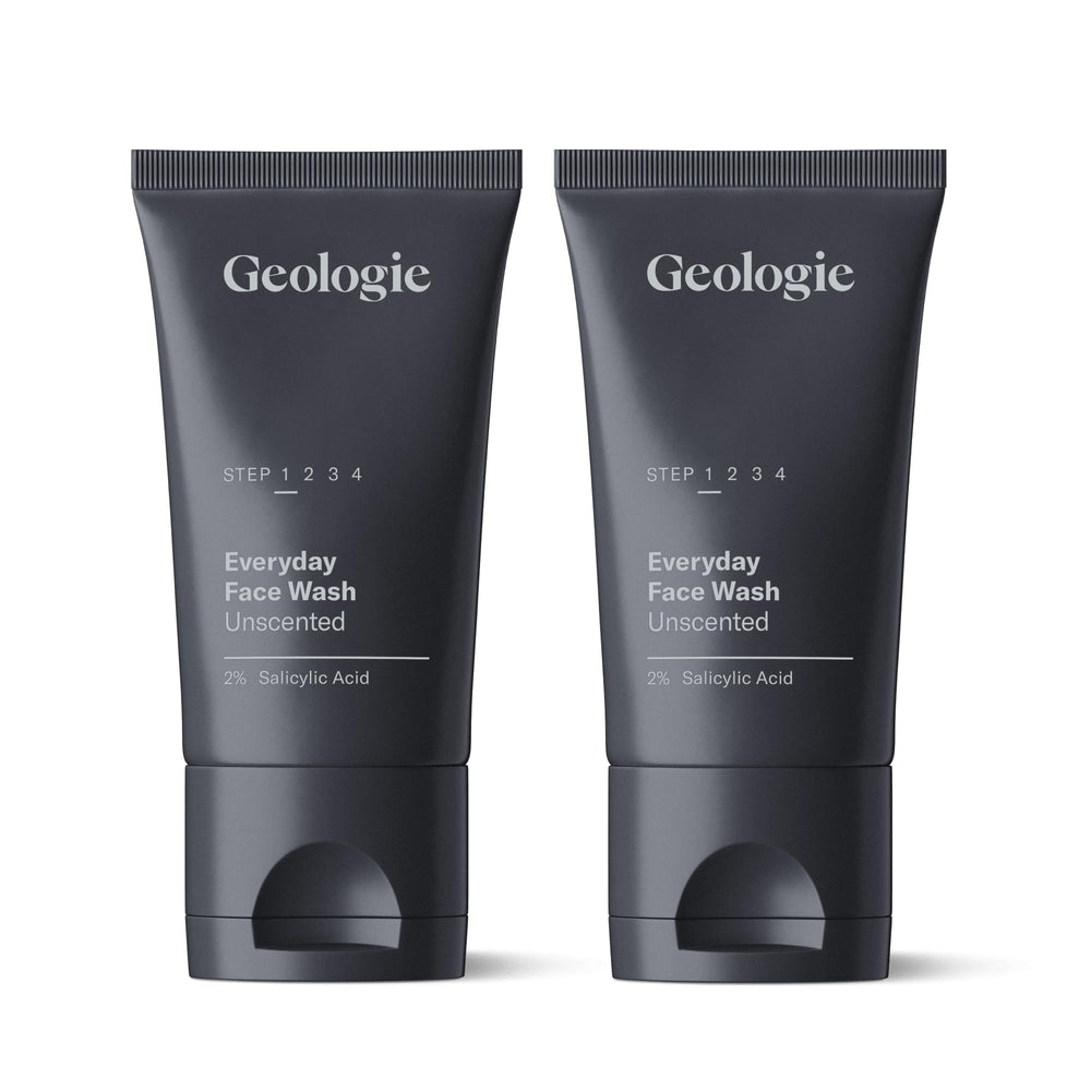 Geologie 2% Salicylic Acid Face Wash bottle, fragrance-free for sensitive skin.