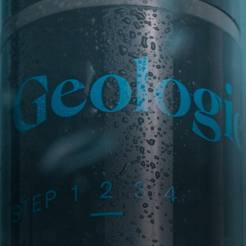 Geologie eye cream packaging and branding signals premium skincare routine.