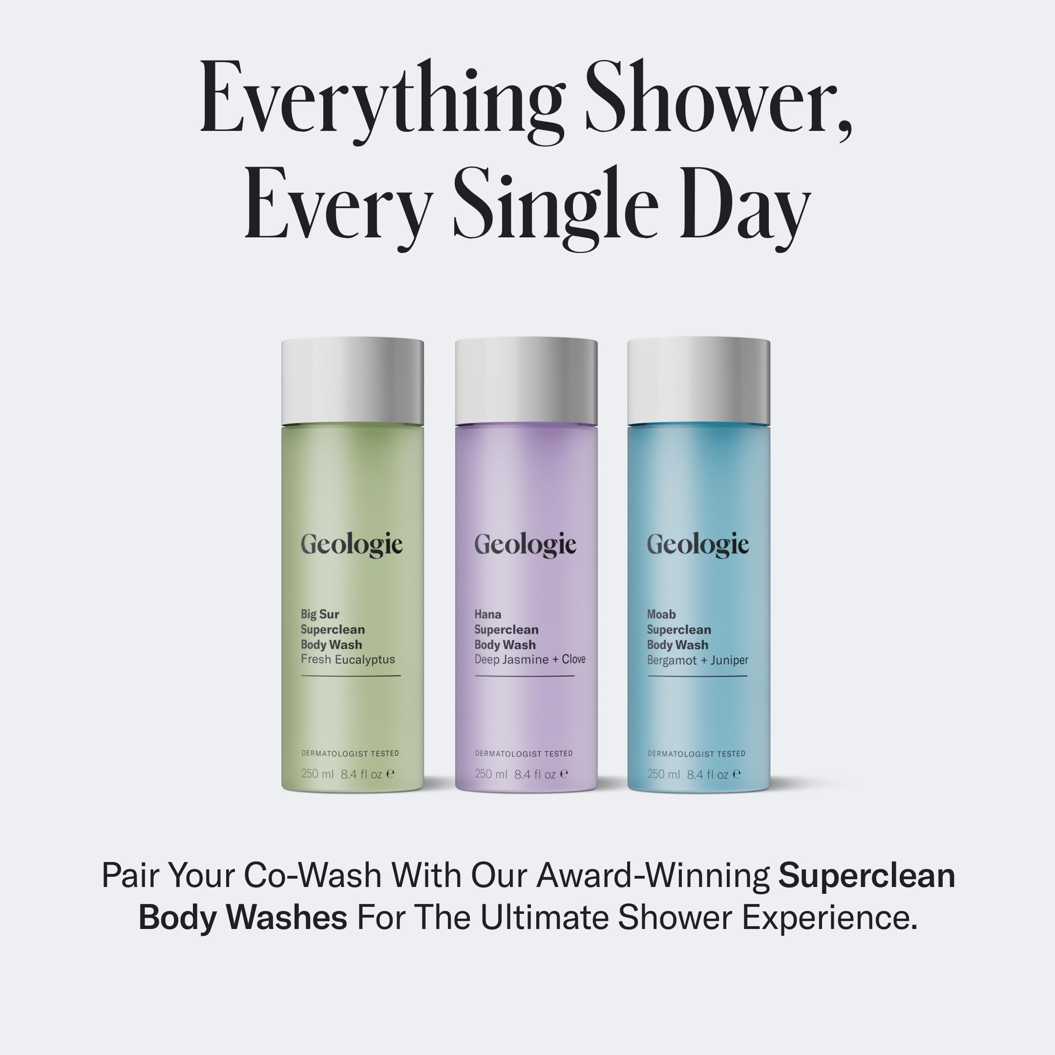 Geologie Cooling Co-Wash-eco-pouch emphasizes eco-friendly packaging with less plastic.