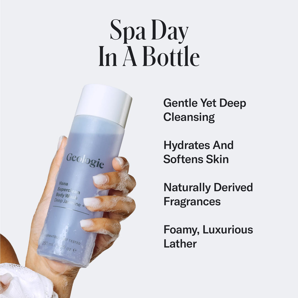 Geologie Hana Superclean rich lather close-up showing thorough cleansing