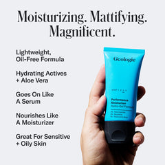 Geologie Oil Free Gel Moisturizer texture swirl shows a non-greasy finish