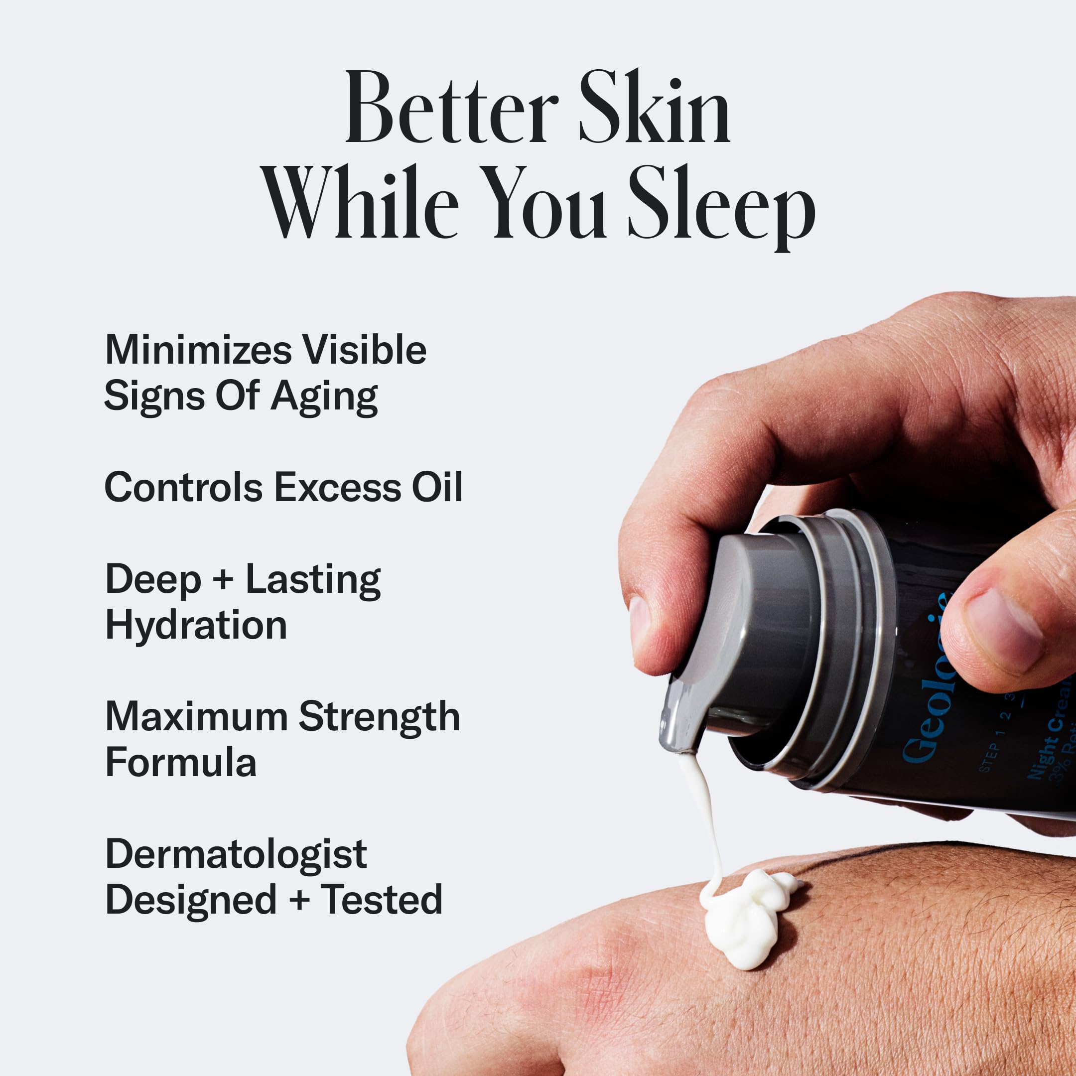 Geologie Retinol Night Cream jar closeup highlights rich texture and potent formula.