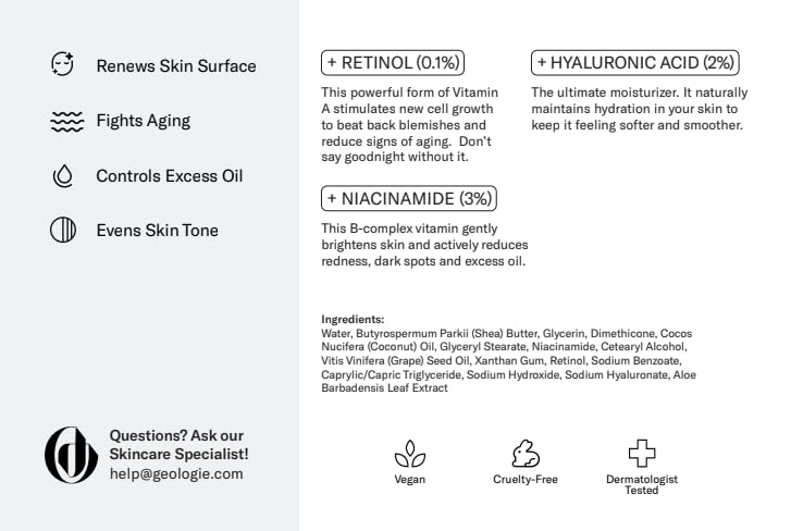 Geologie Retinol Night Cream spa-inspired scene for at-home skincare.