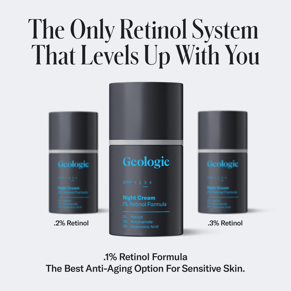 Geologie Retinol Night Cream unisex packaging signaling suitability for all genders.