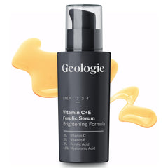 Geologie Vitamin C+E Ferulic Serum bottle for brightening and antioxidant protection.