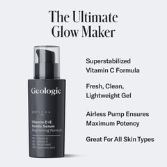 Geologie Vitamin C+E Ferulic Serum dropper enabling precise, consistent application.