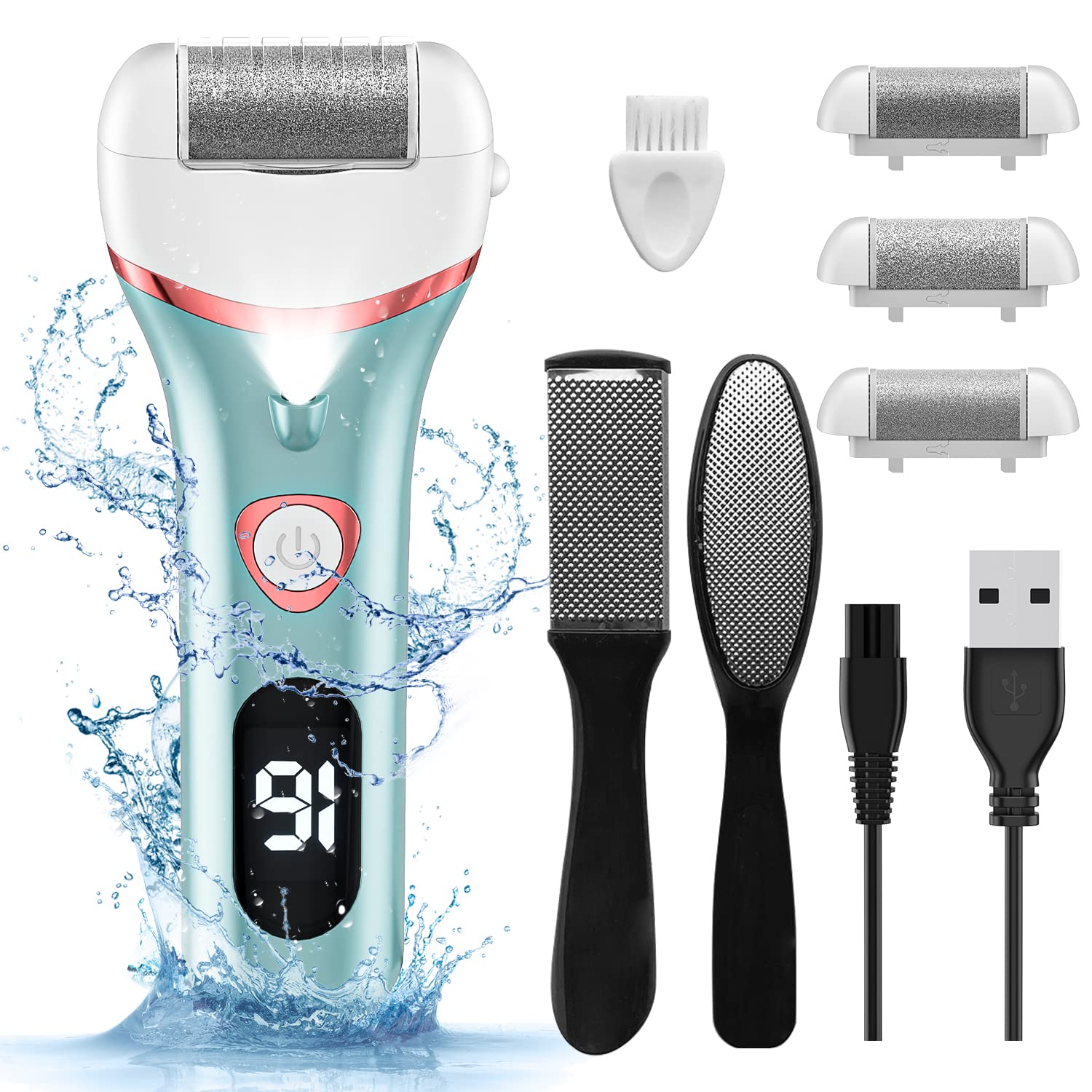 Geopu electric foot file kit view with compact design and LCD display for at-home pedicure