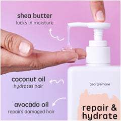 Georgiemane Repair and Hydrate Shampoo ingredients highlight gentle nourishment.