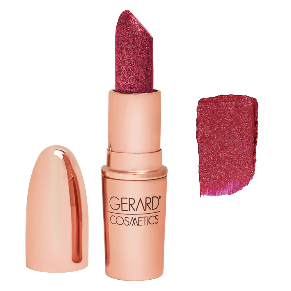 Gerard Cosmetics Glitter Lipstick Cupid swirls for radiant pink glitter lips.