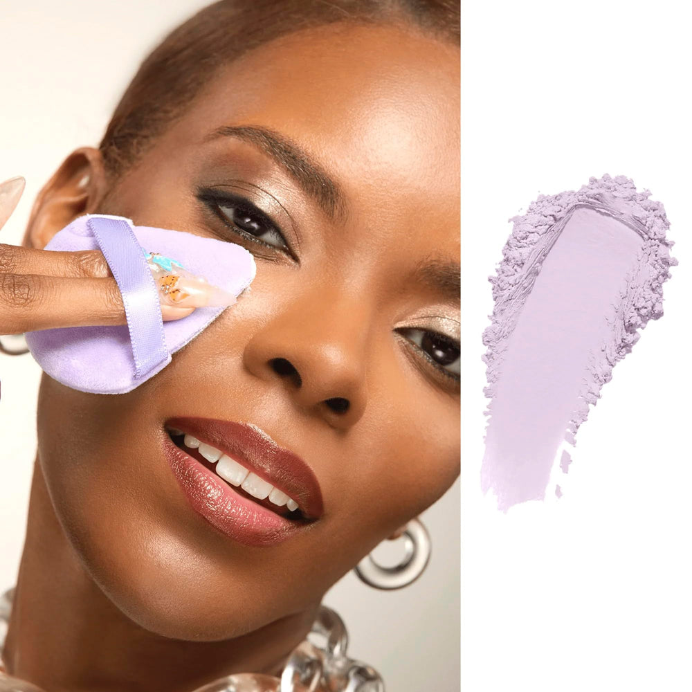 Gerard Cosmetics Slay the Bake purple under-eye application shows brightening for dull undertones