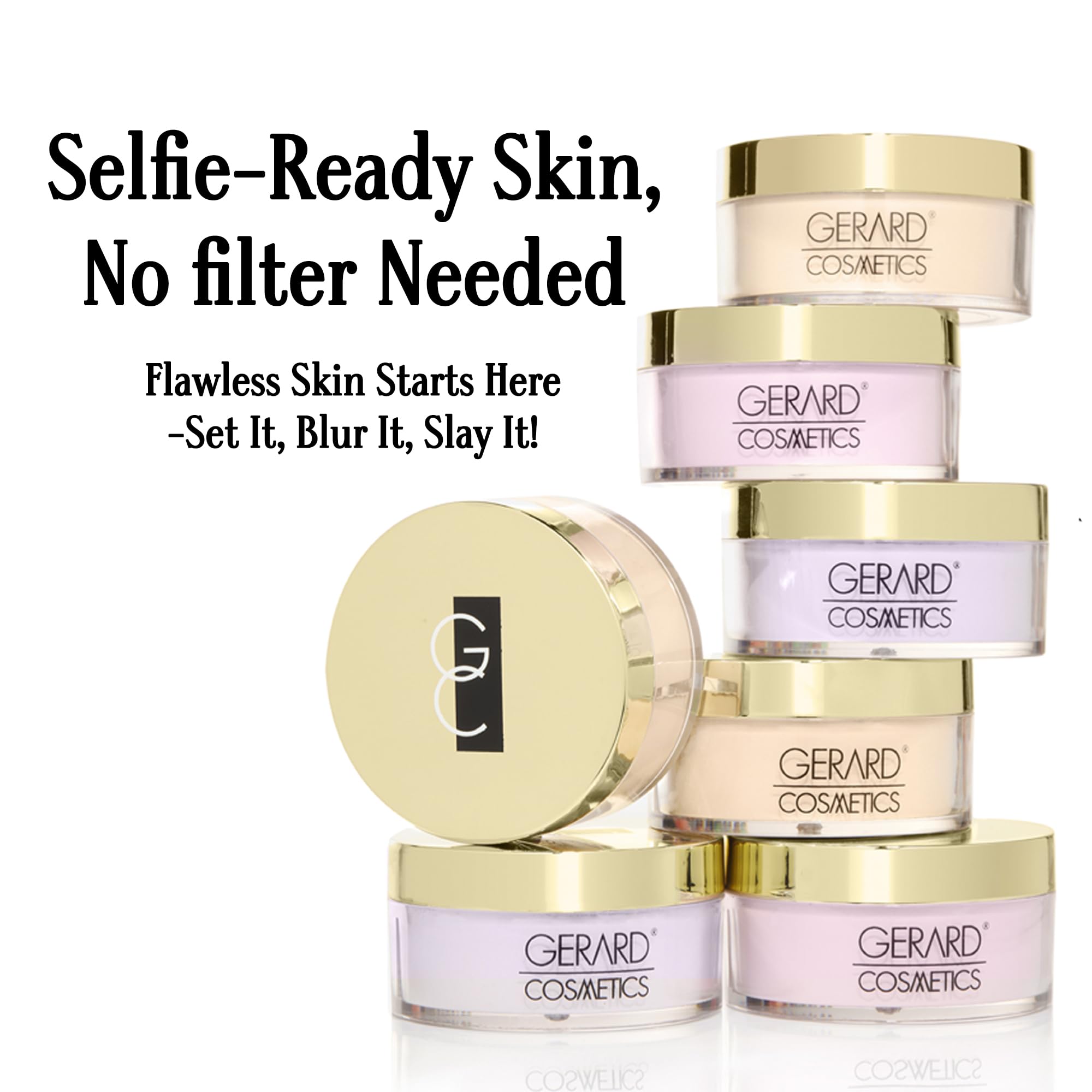Gerard Cosmetics Slay the Bake purple powder on skin shows veil coverage and brighten