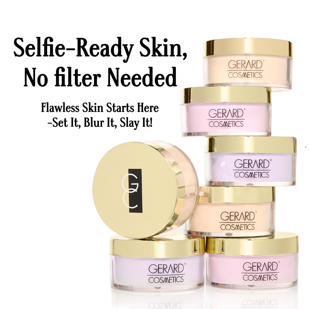 Gerard Cosmetics Slay the Bake purple powder on skin shows veil coverage and brighten