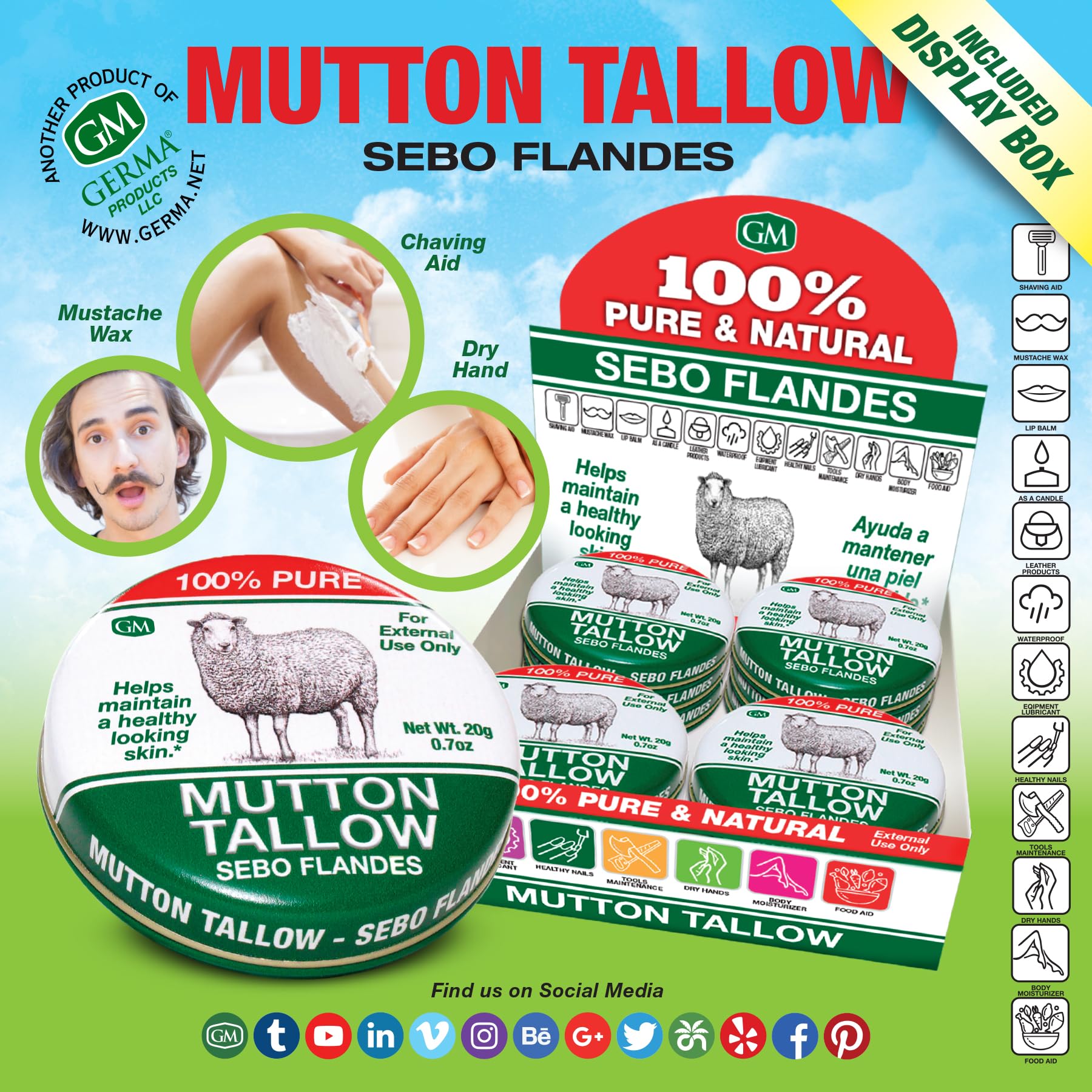 Germa Mutton Tallow Cream on hands showing daily moisture for dry skin