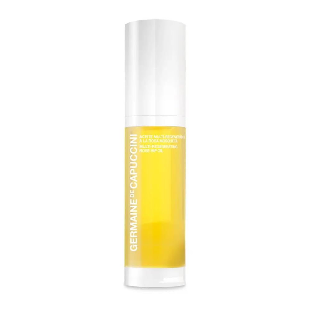 Germaine de Capuccini Rose Hip Oil bottle offers hydration without greasiness
