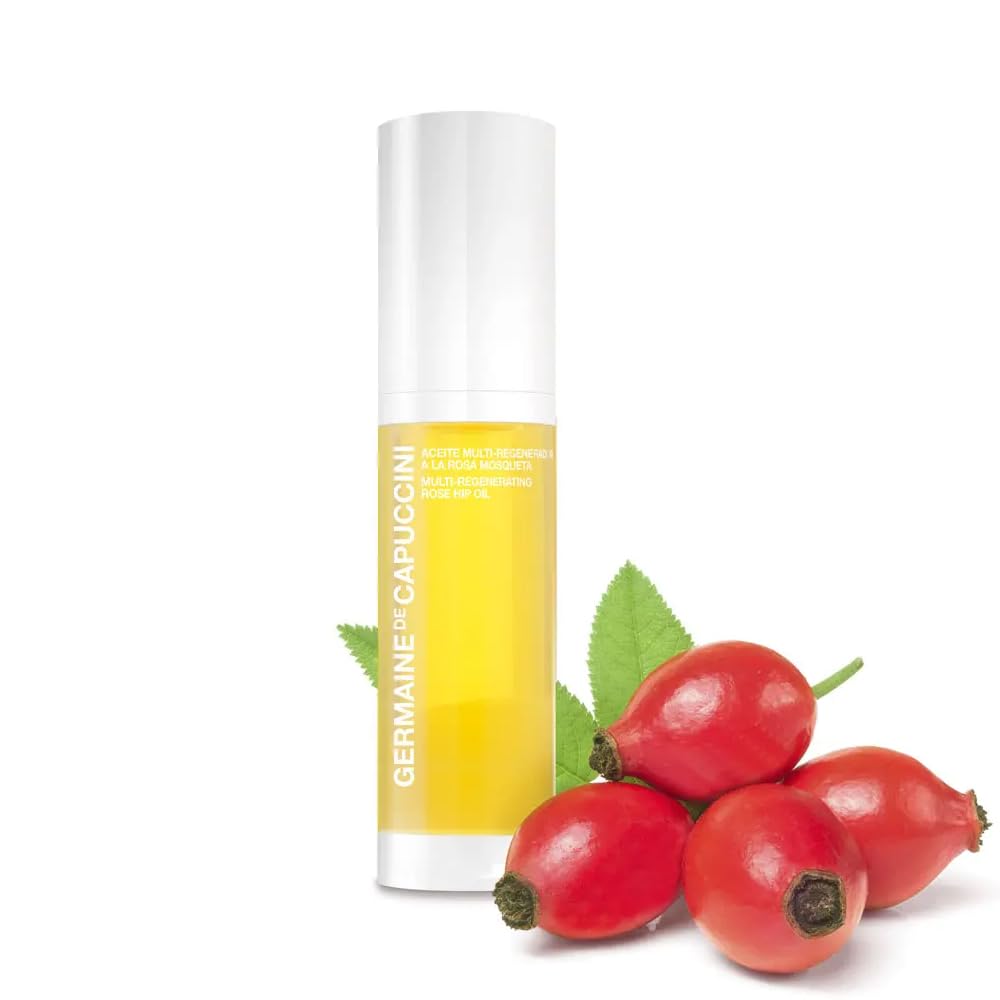 Close-up of Rose Hip Oil texture showing silky, fast-absorbing formula