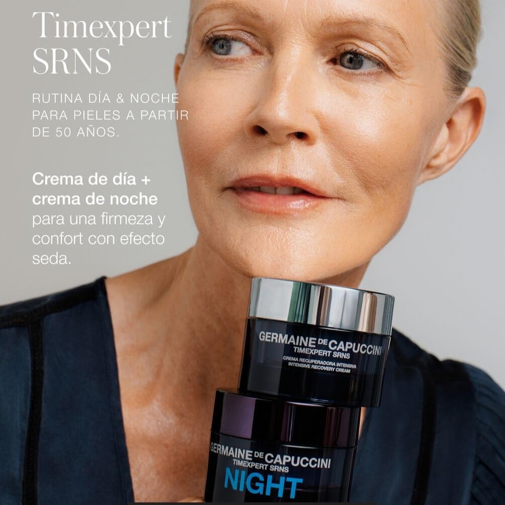 Germaine de Capuccini application on cheek shows barrier-supporting daily skincare.