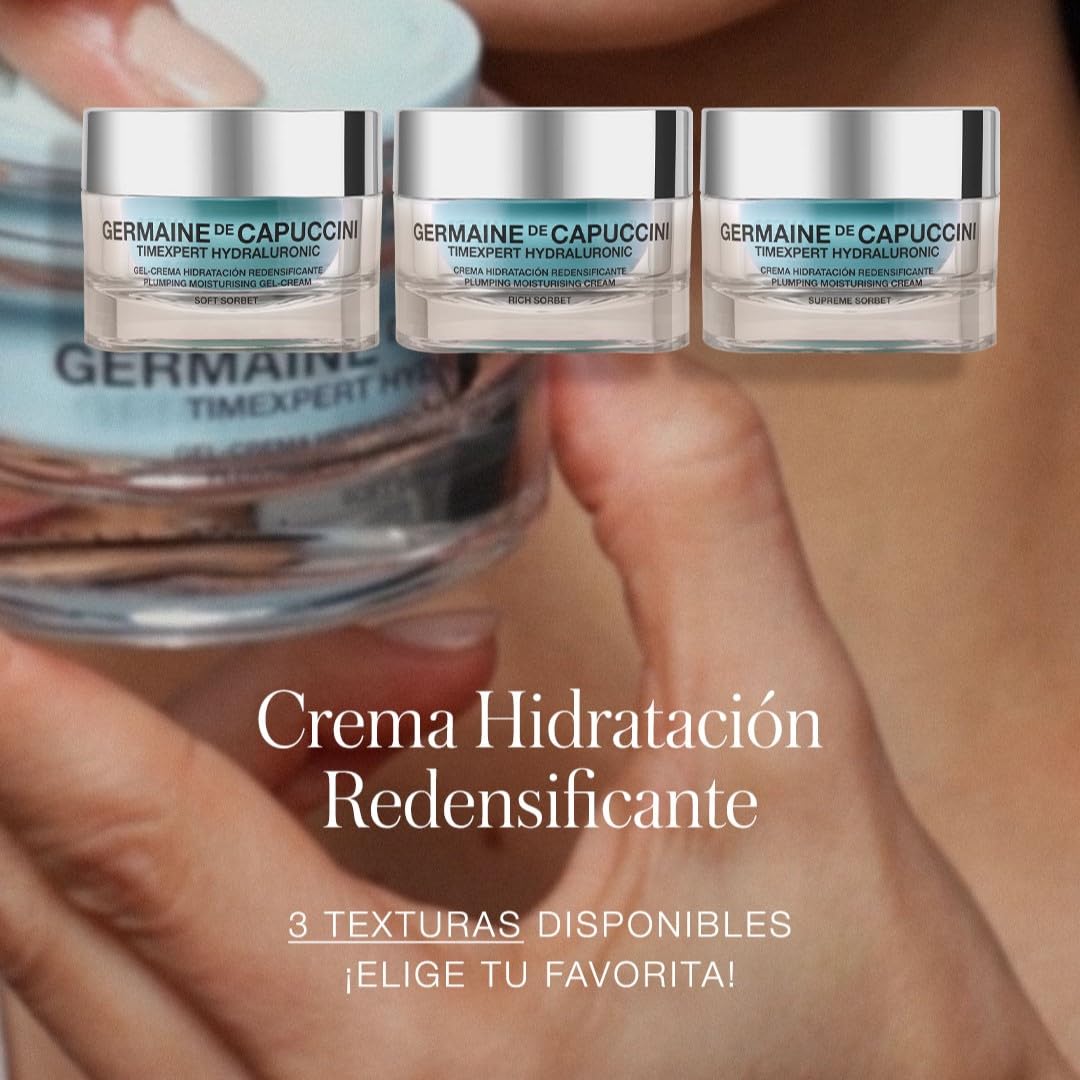 Germaine de Capuccini Timexpert Hydraluronic bottle on vanity.