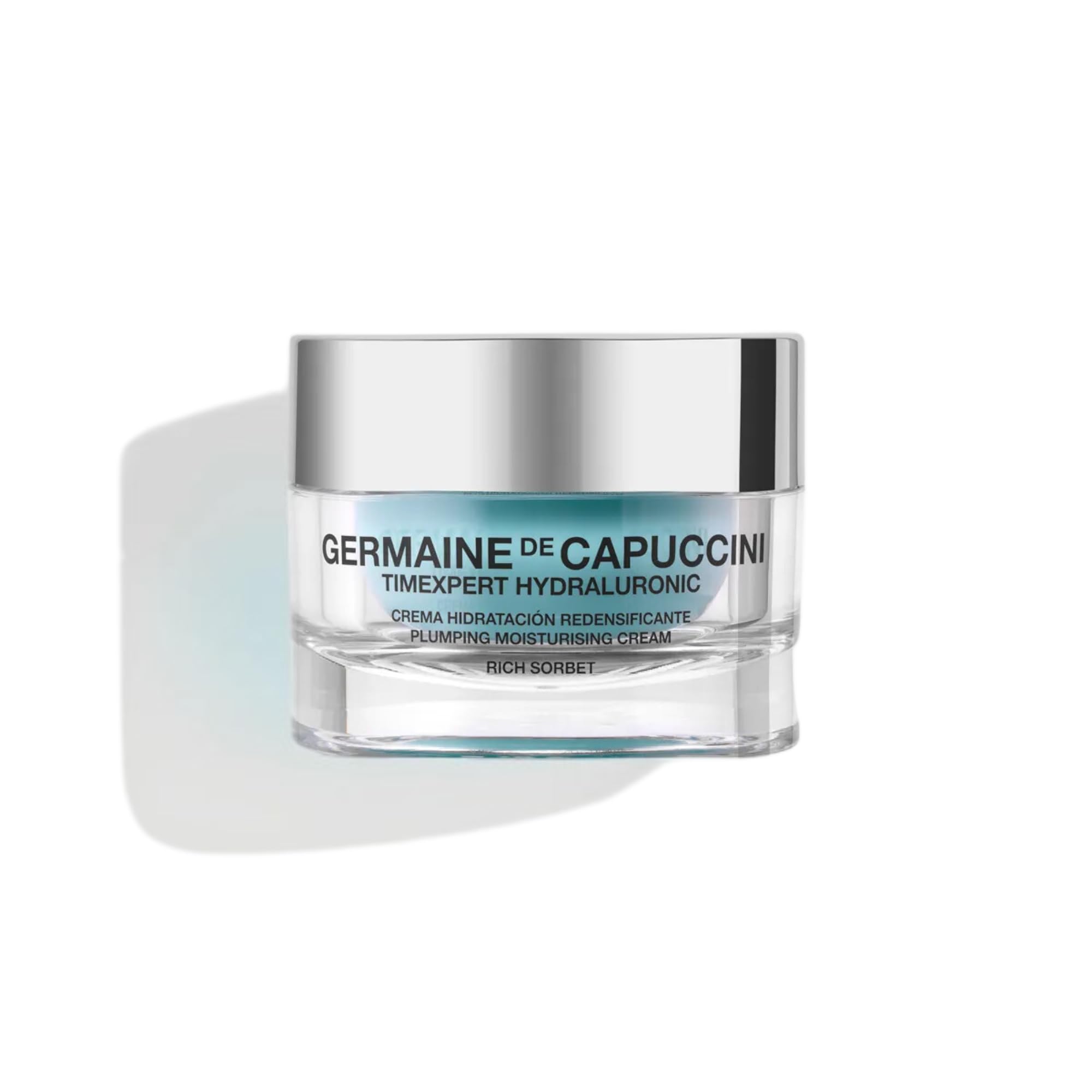 Germaine de Capuccini Timexpert Hydraluronic gel-cream jar delivering long-lasting hydration.