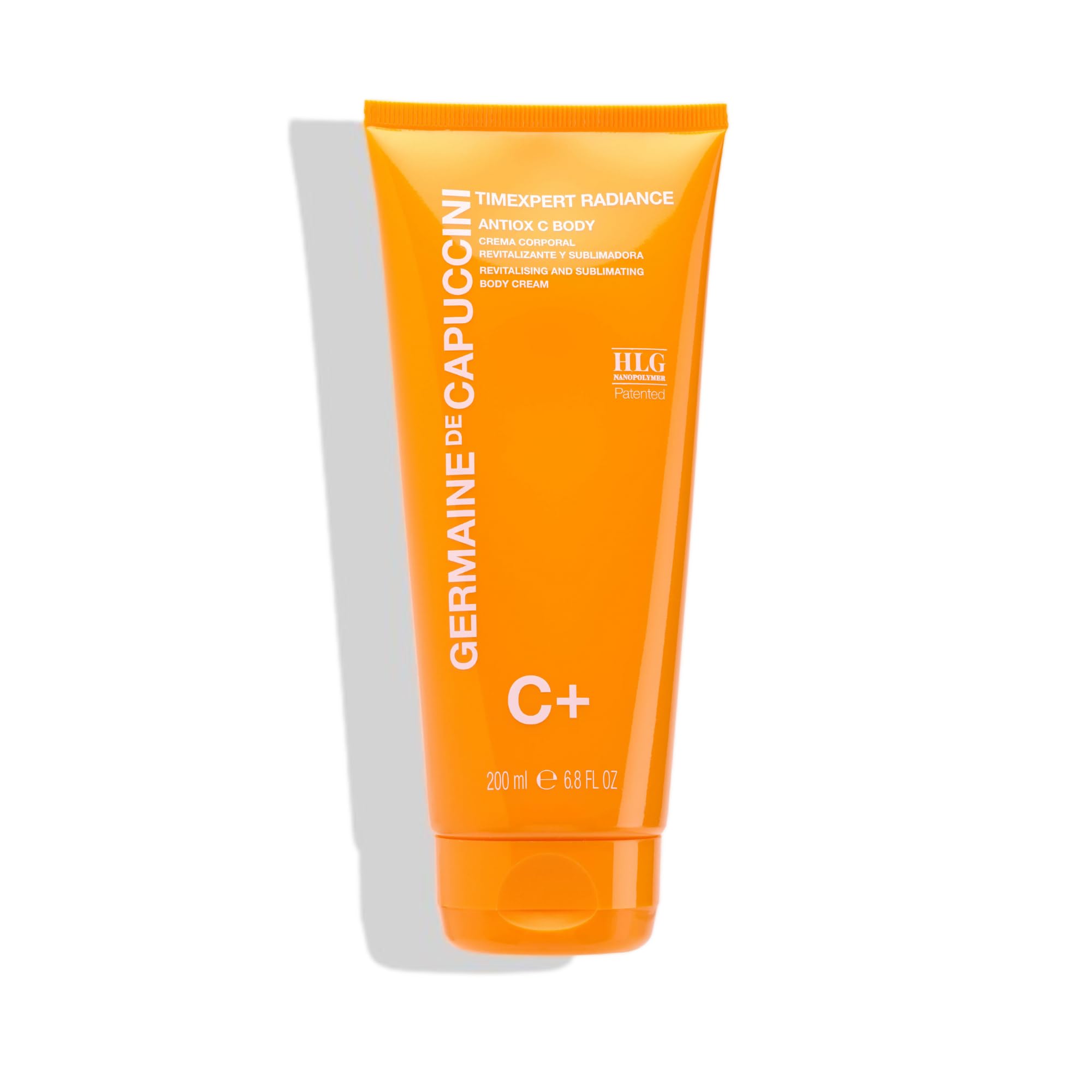 Germaine de Capuccini Timexpert Radiance C+ bottle close-up highlighting antioxidant formula.