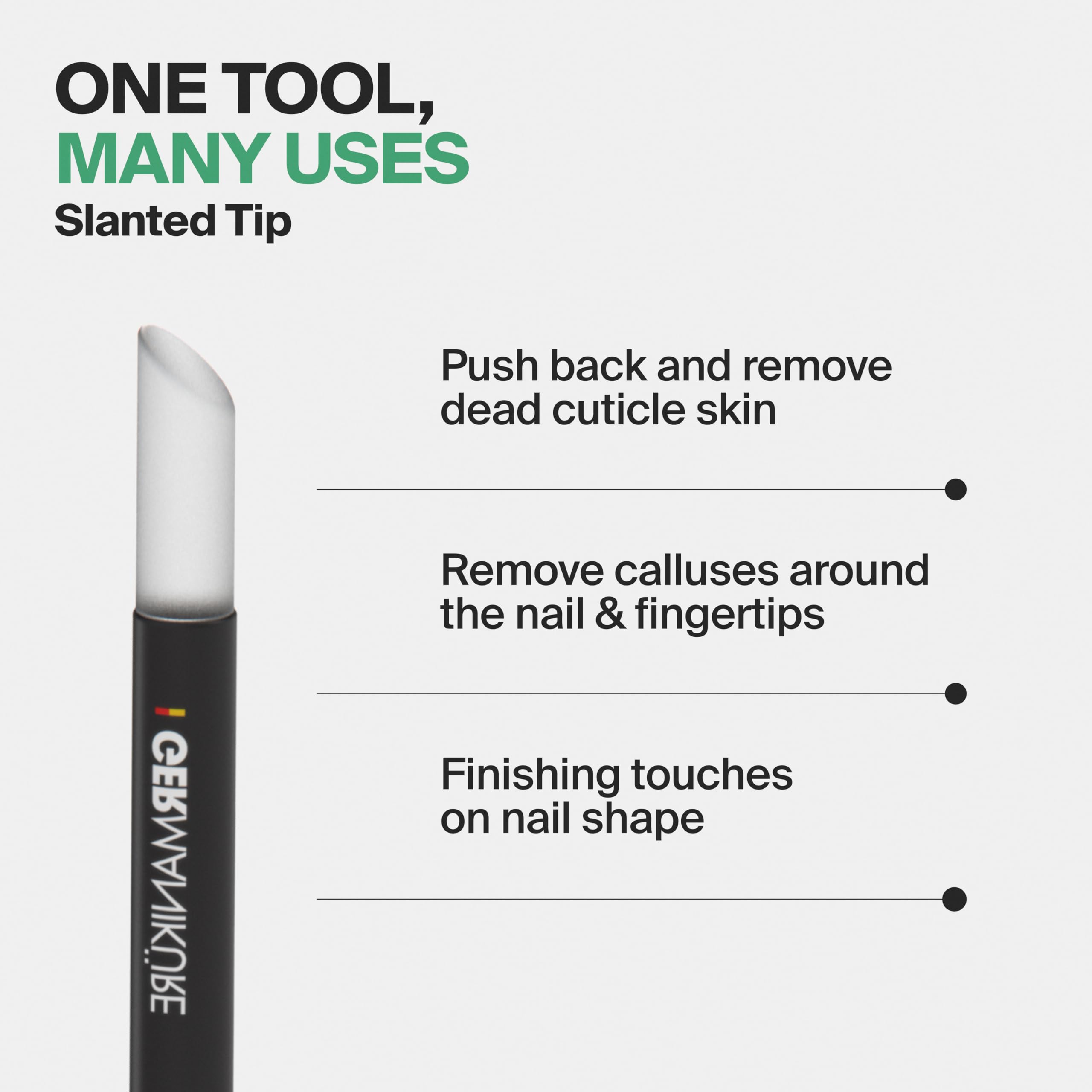 GERmanikure tool helps shape nail edges for a clean manicure finish