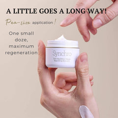 Gernetic Synchro Cream on a bathroom shelf signals a multifunctional recovery balm for face and body