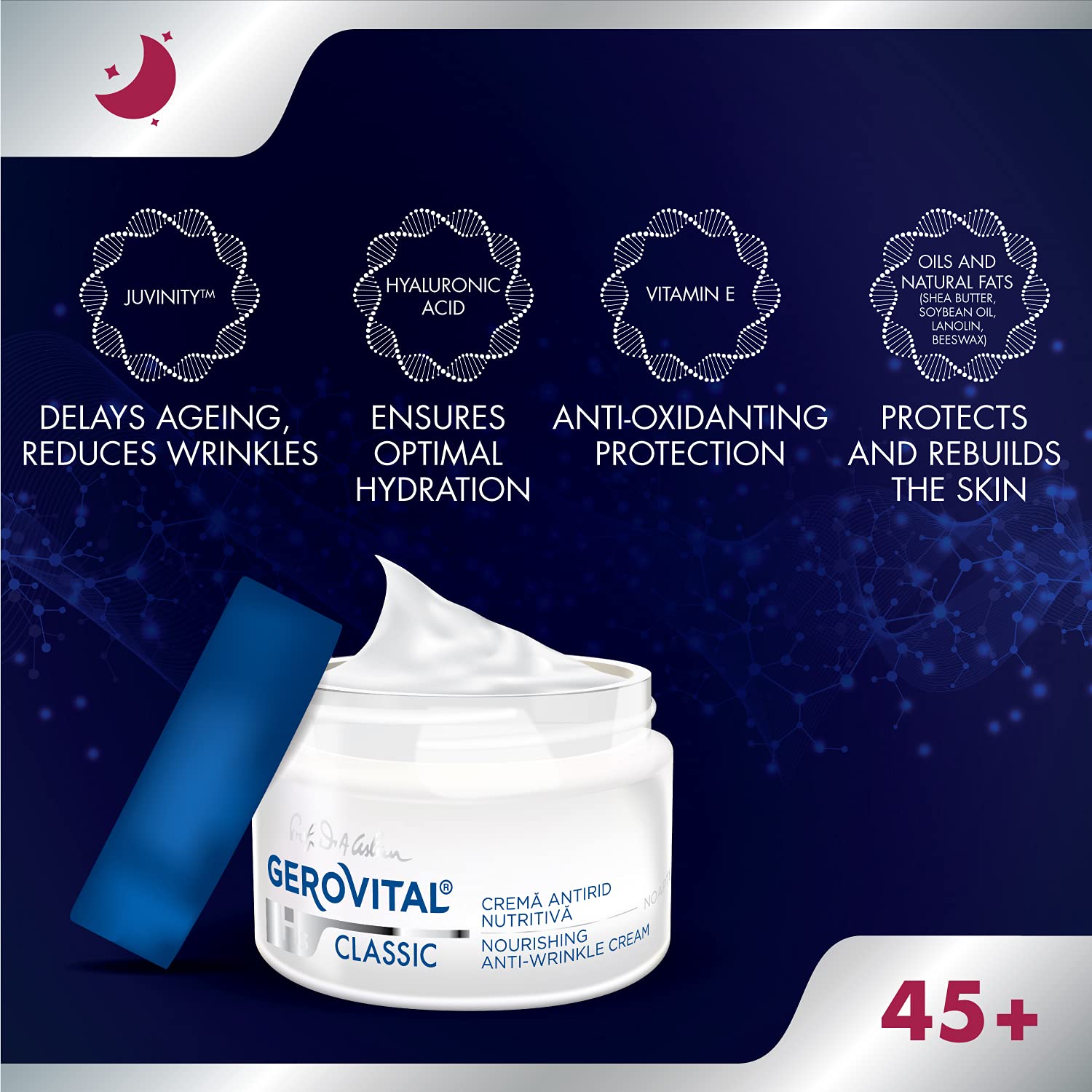 Hyaluronic acid ingredient illustration highlights deep hydration potential