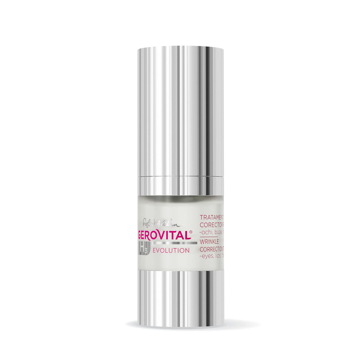 Gerovital Evolution serum eyes-forehead: smooths wrinkles with hyaluronic acid hydration.