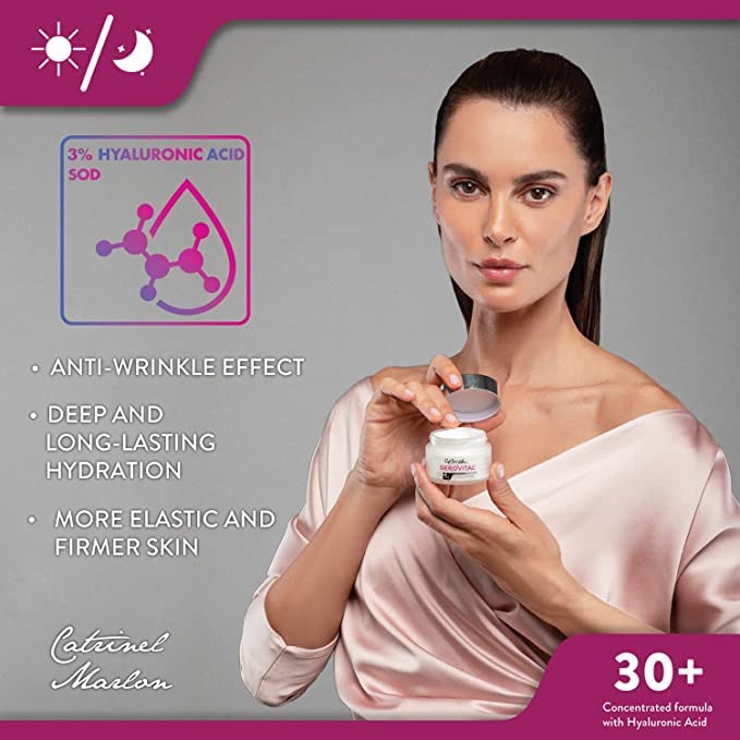 Trylagen texture close-up suggesting smoother skin with Gerovital Evolution.