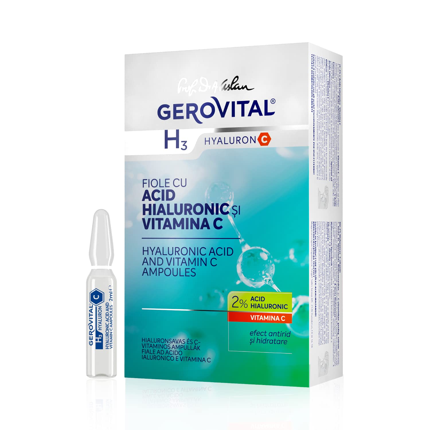 Gerovital Hyaluron C serum bottle showing hydration-ready formula