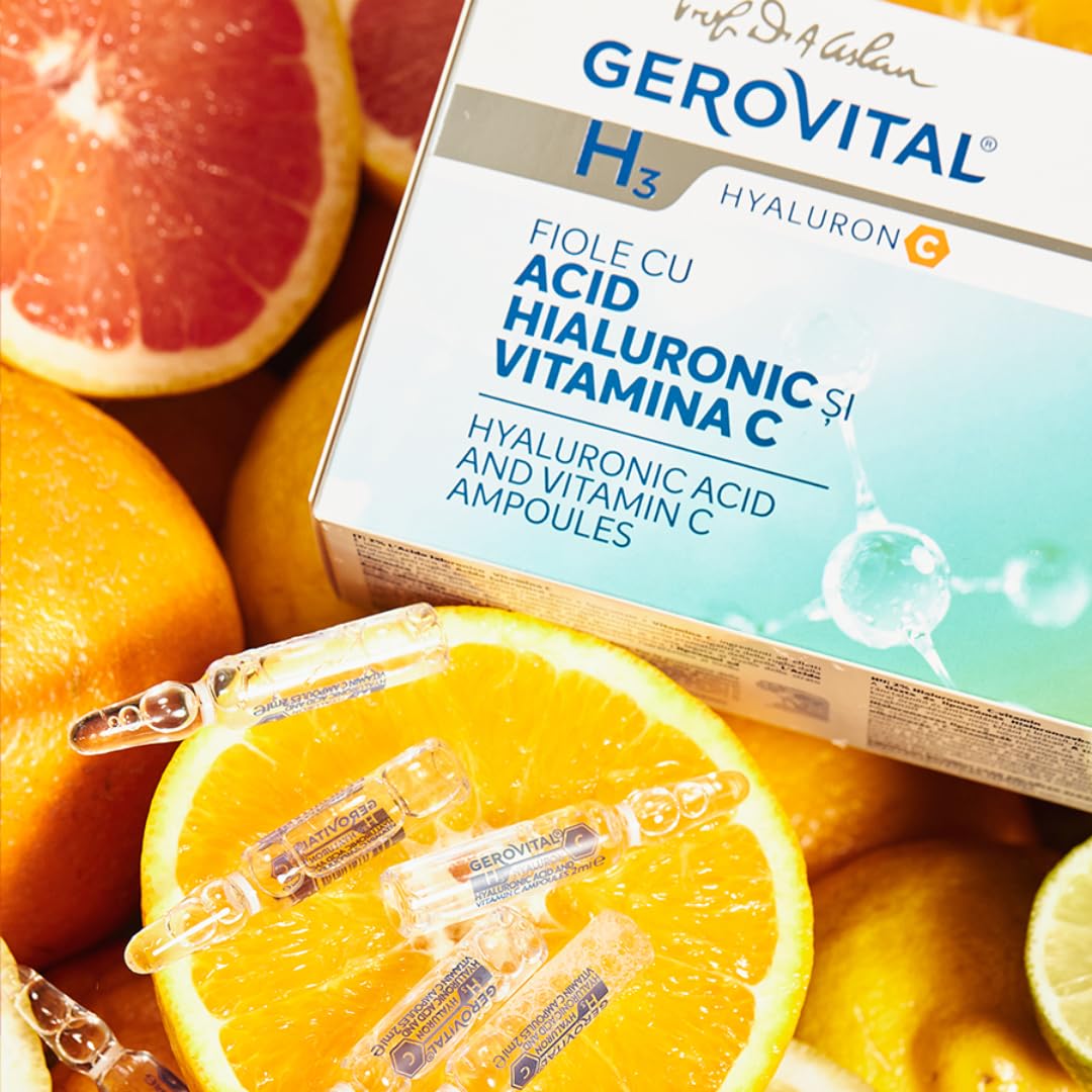 Gerovital Hyaluron C serum closeup texture reveals smooth finish