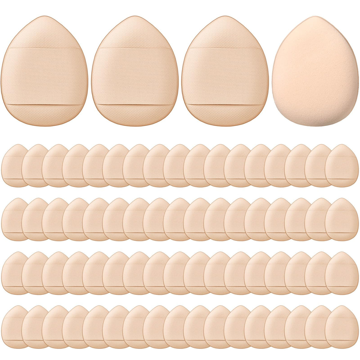 Gerrii 72-piece finger powder puff pack in skin tones for easy blending