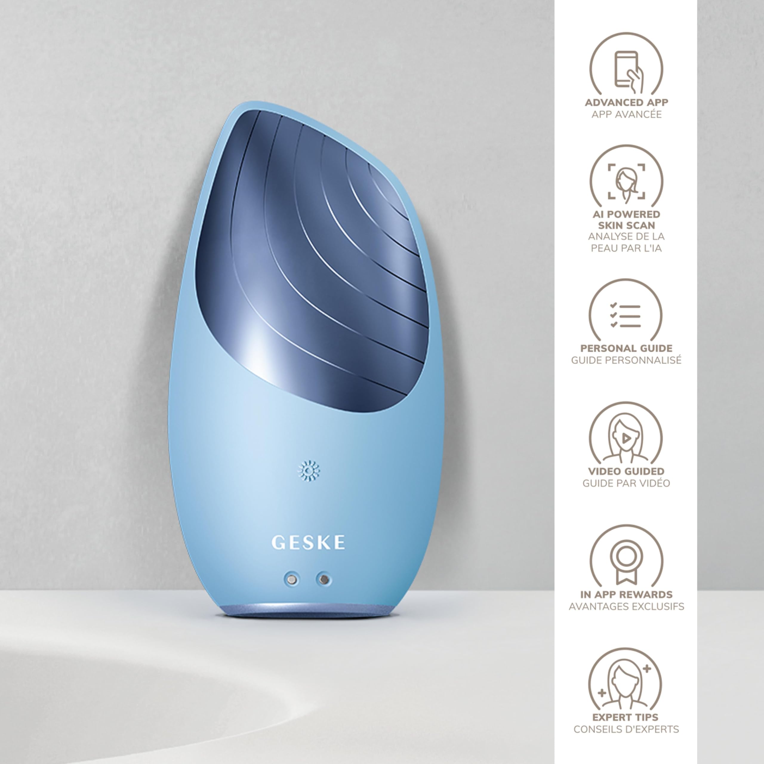 GESKE SmartAppGuided app interface showing AI guided routine