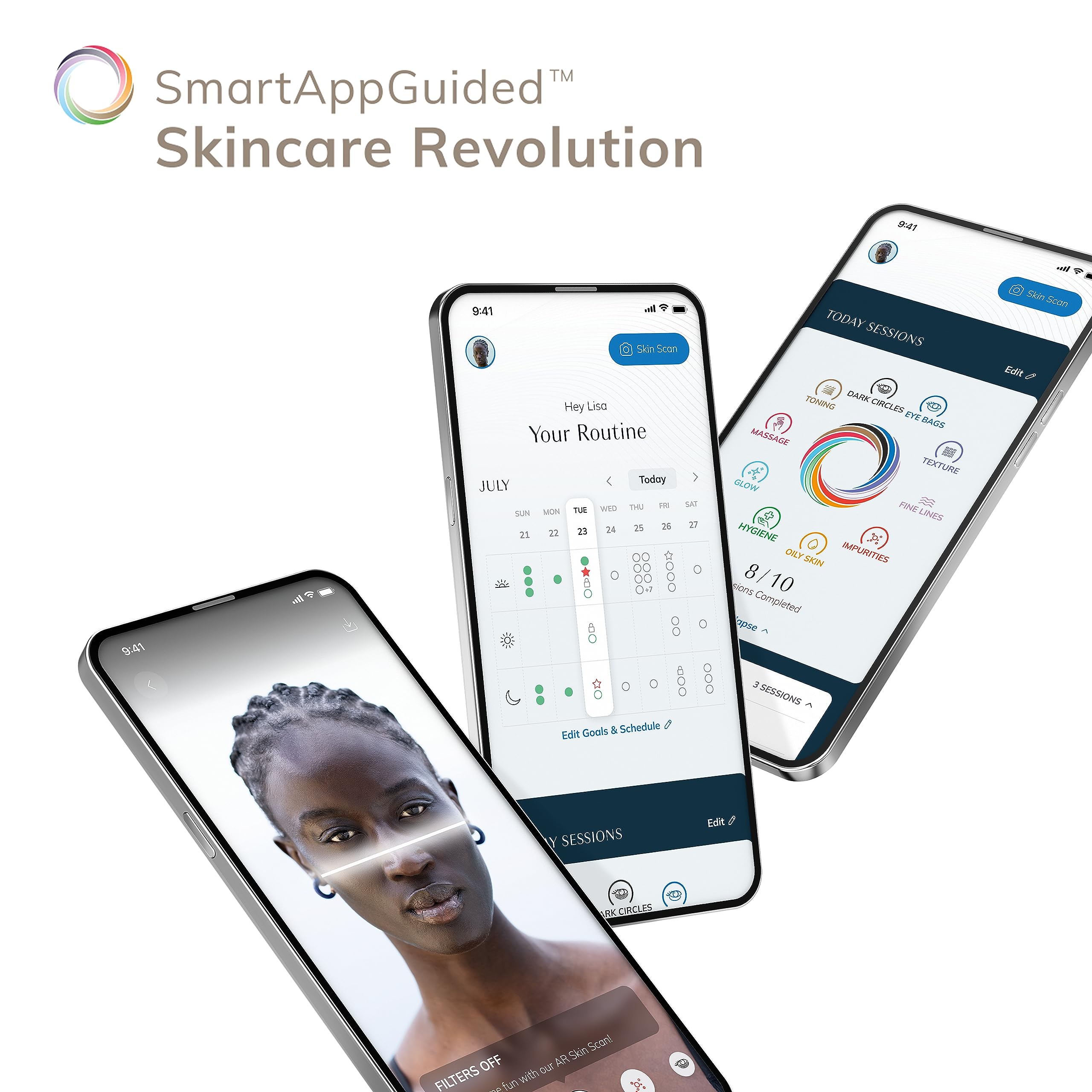 GESKE SmartAppGuided Thermo App Interface illustrating AI-guided skincare routines