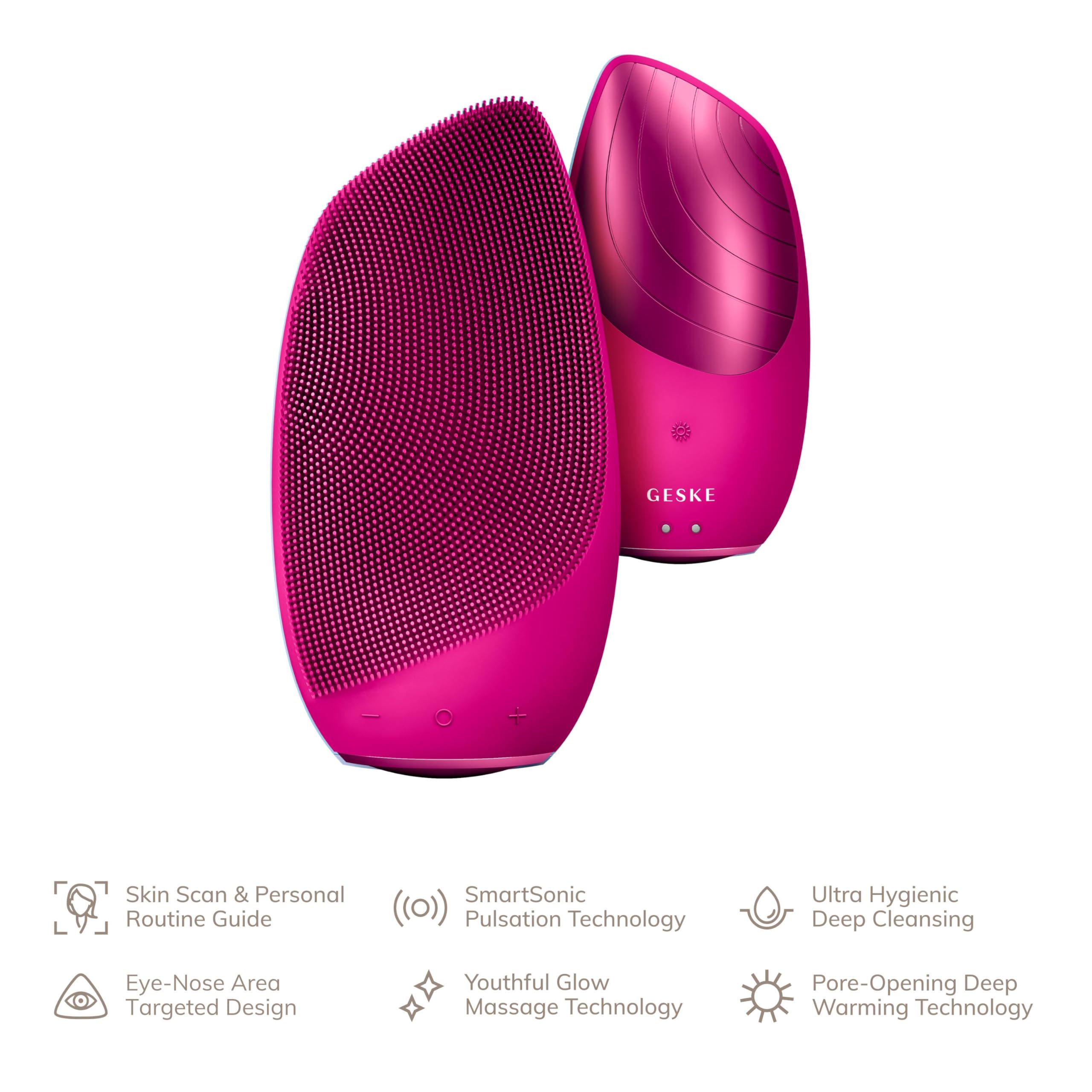 GESKE brush showcases cleansing and pore-care modes for refined skin texture.