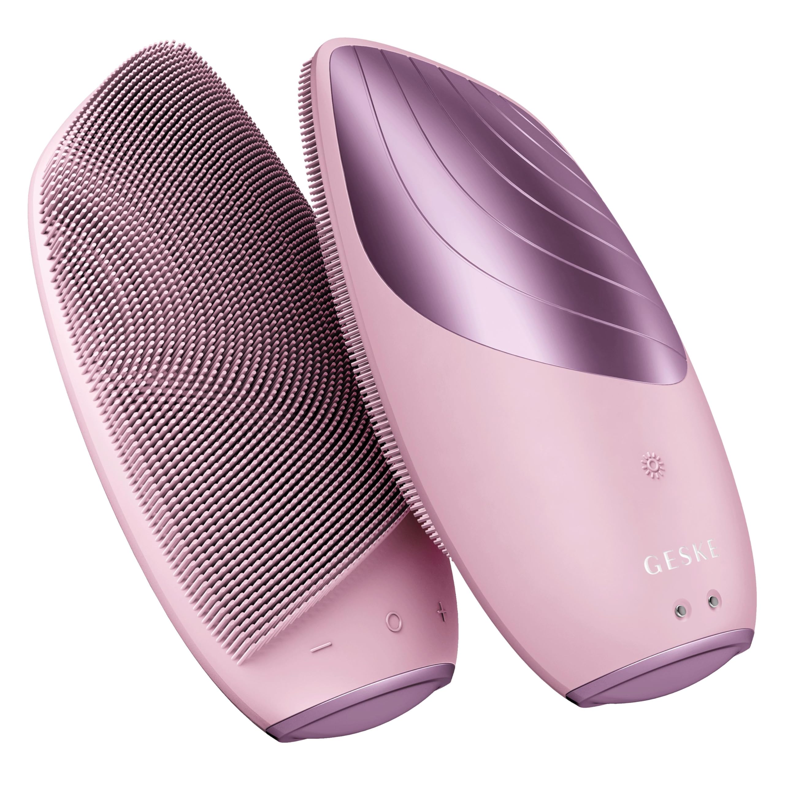 GESKE SmartAppGuided Sonic Thermo Facial Brush massager function along jawline