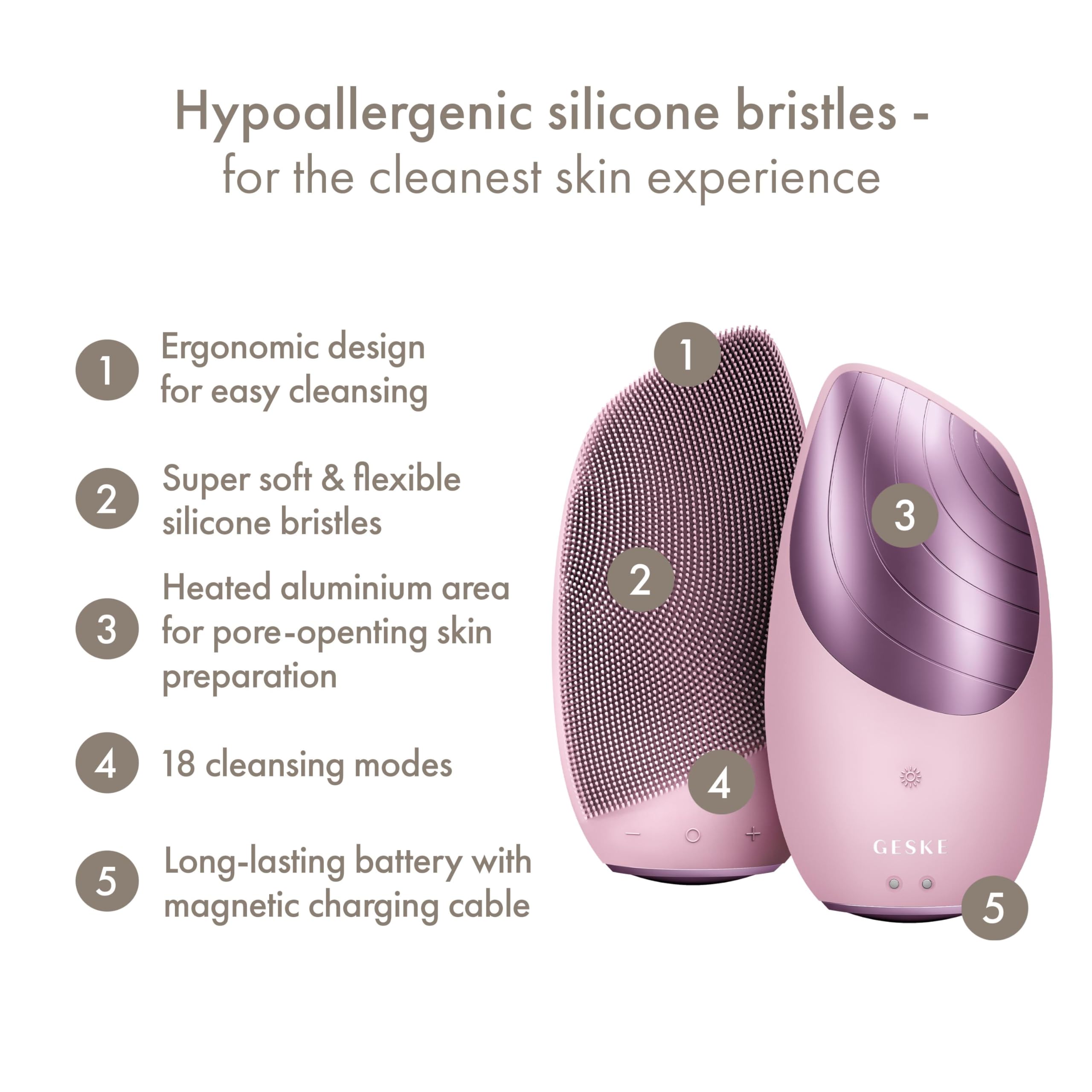GESKE SmartAppGuided Sonic Thermo Facial Brush warming feature for comfortable cleansing