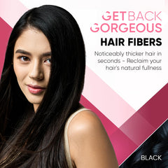 GBG Hair Fibers applied to hair for natural-looking instant fullness.