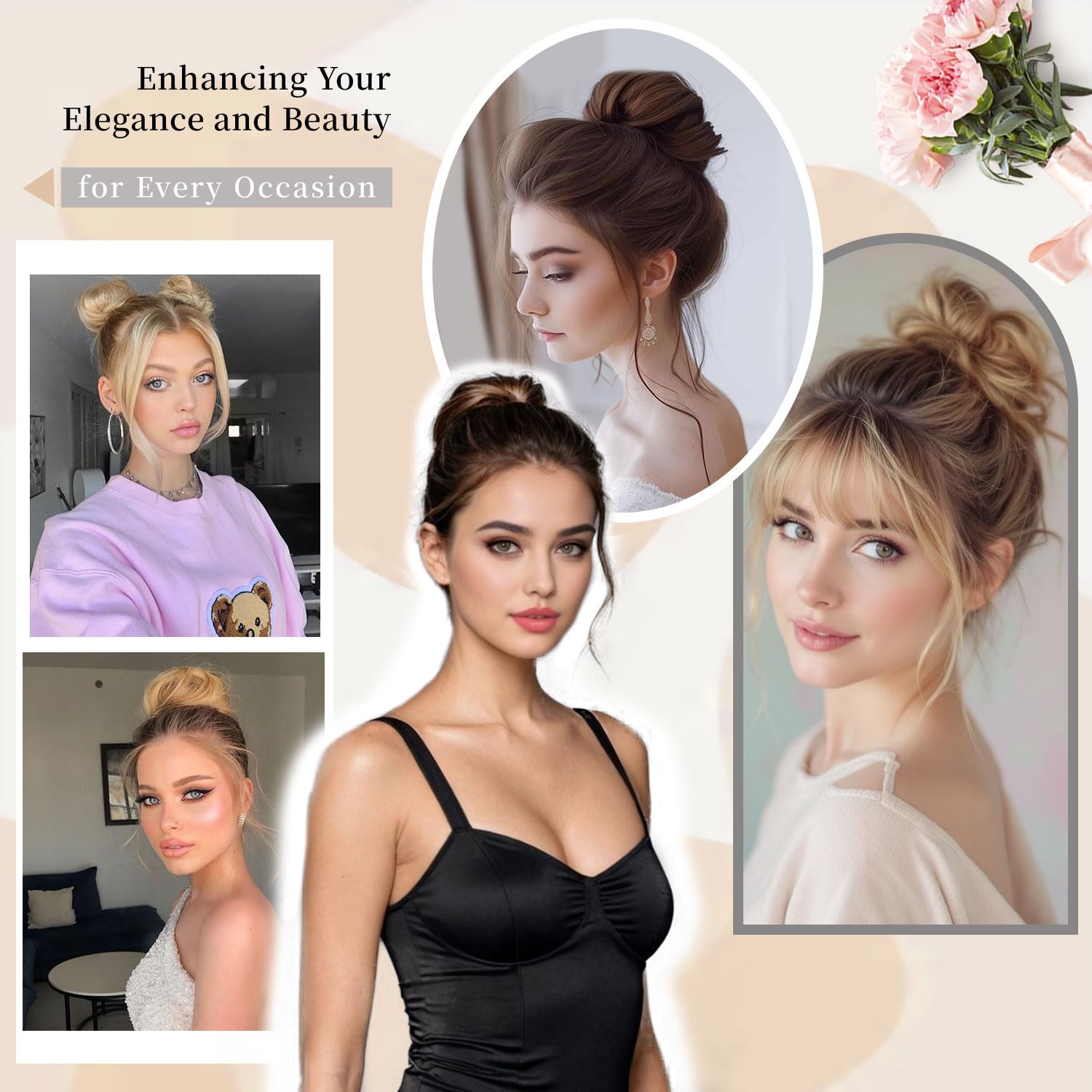 GETEYAYA fluffy bun hair piece with durable headband for quick styling