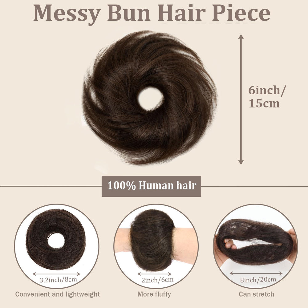 GETEYAYA real human hair messy bun updo offers natural texture and shine