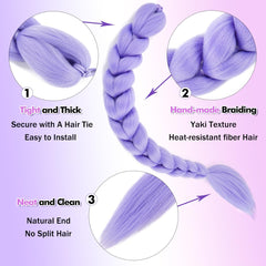 GetGal purple hair extensions ponytail with heat-resistant fibers.