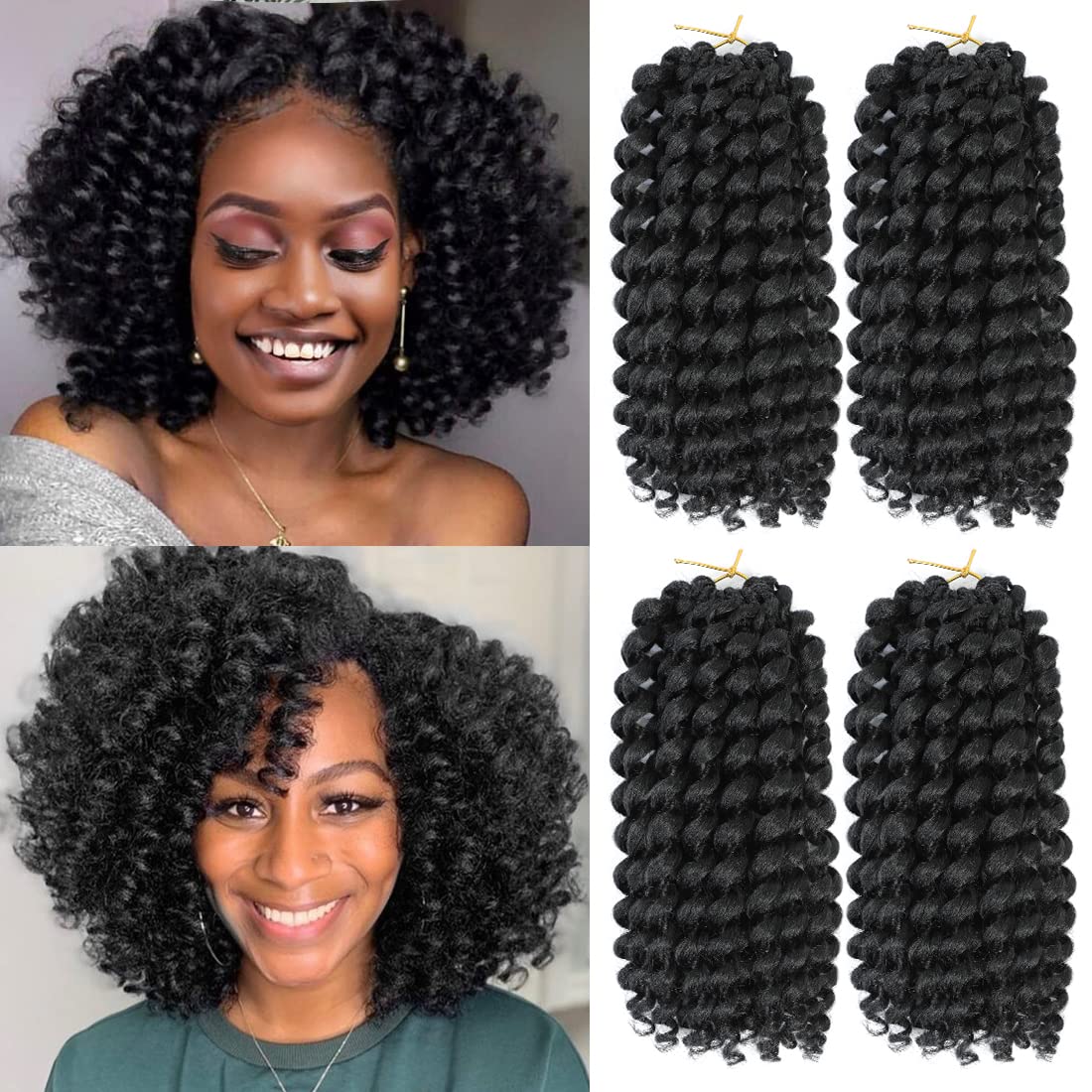 GetMaige Jamaican Bounce hair 12inch pack4—soft, fluffy curls for daily wear.