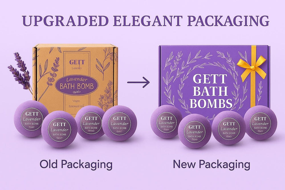 GETT Lavender Bath Bombs box open, ready to reveal a spa-like bath experience.