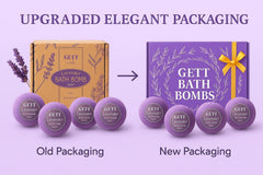 GETT Lavender Bath Bombs box open, ready to reveal a spa-like bath experience.