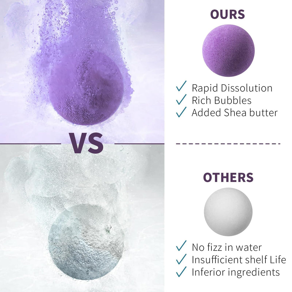 GETT Lavender Bath Bombs close-up on ingredients, natural and vegan for peaceful use.